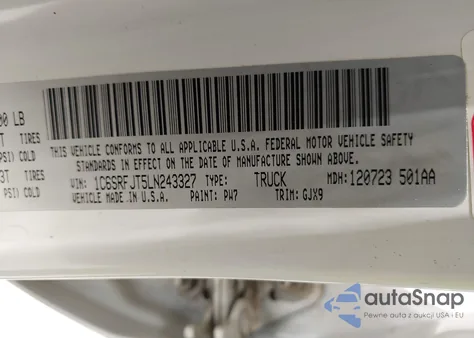 2020 Ram 1500 Laramie from USA, damaged, VIN 1C6SRFJT5LN243327